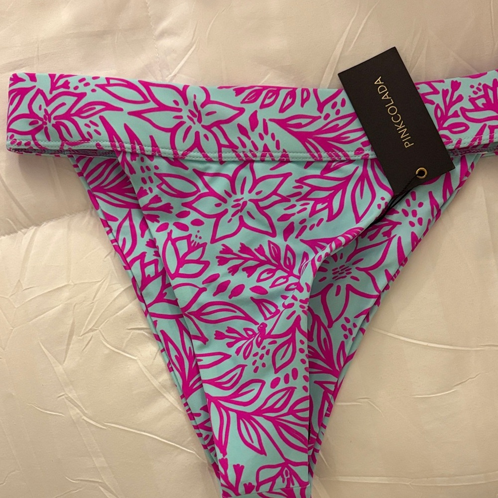 Floral Bikini Bottom - Pink and Blue